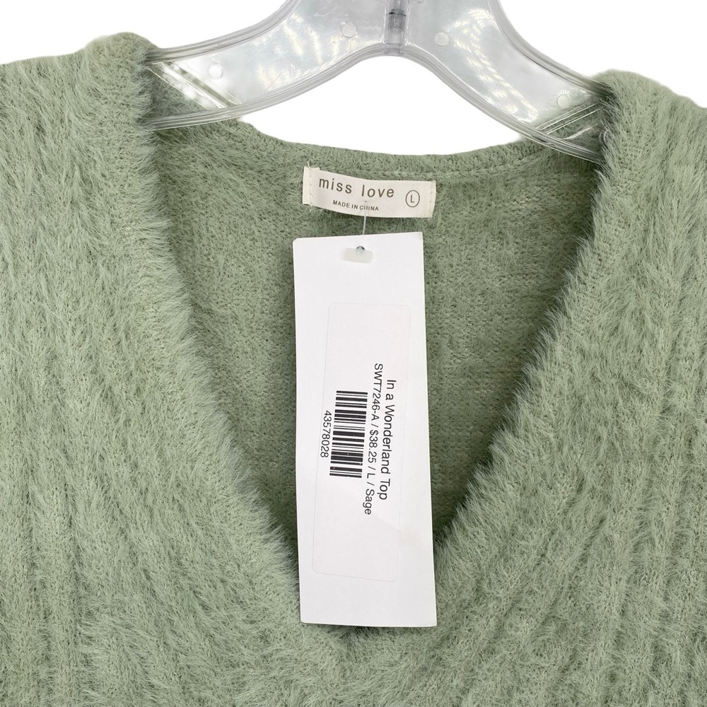 Miss Love In A Wonderland Fuzzy Soft Sweater Vest in Sage New Size Large - Picture 3 of 6